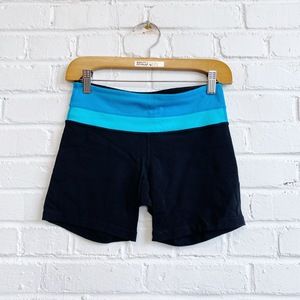 LULULEMON blue turquoise black booty shorts